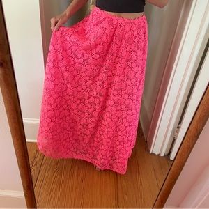 Valentino Spa Neon Hot pink Lace Maxi Skirt